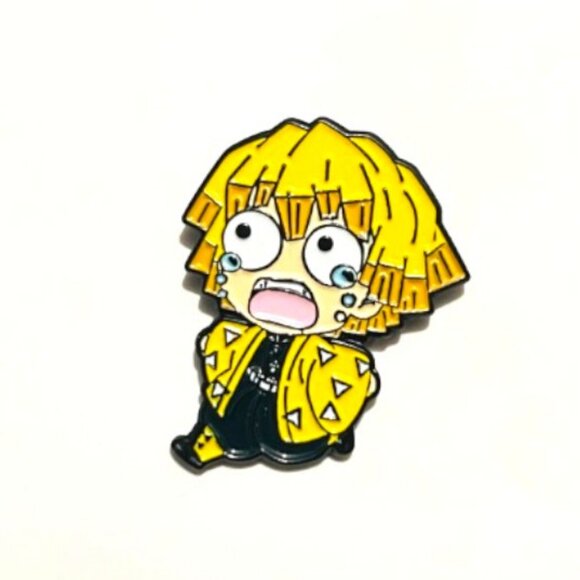 Demon Slayer Zenitsu Crying Fan Made Enamel Pin Lapel Pin - Picture 1 of 2
